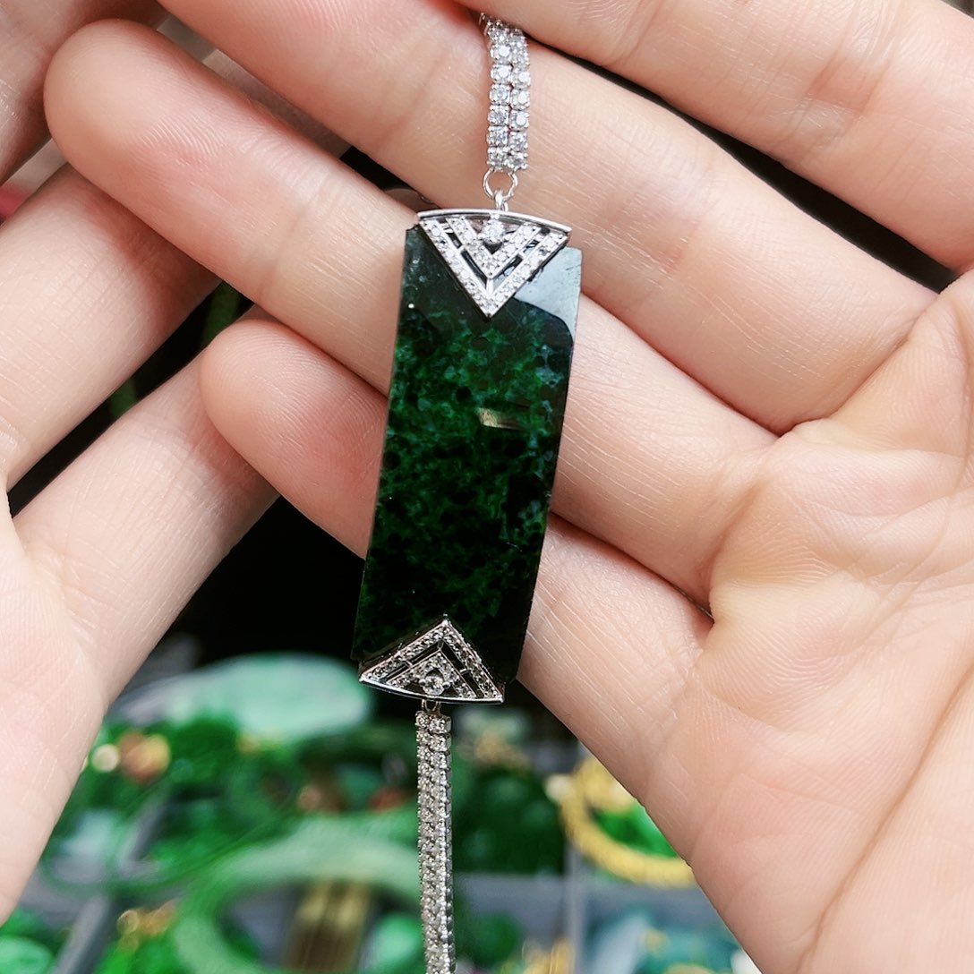 翡翠手链银S925镶嵌手链