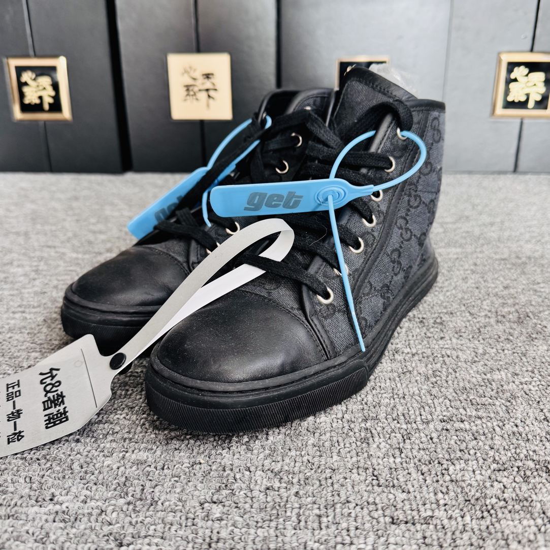 95新 GUCCI/古驰 高帮黑色板鞋35码ysc1444