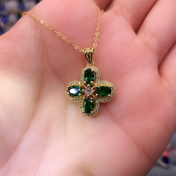 透辉石吊坠银S925镶嵌