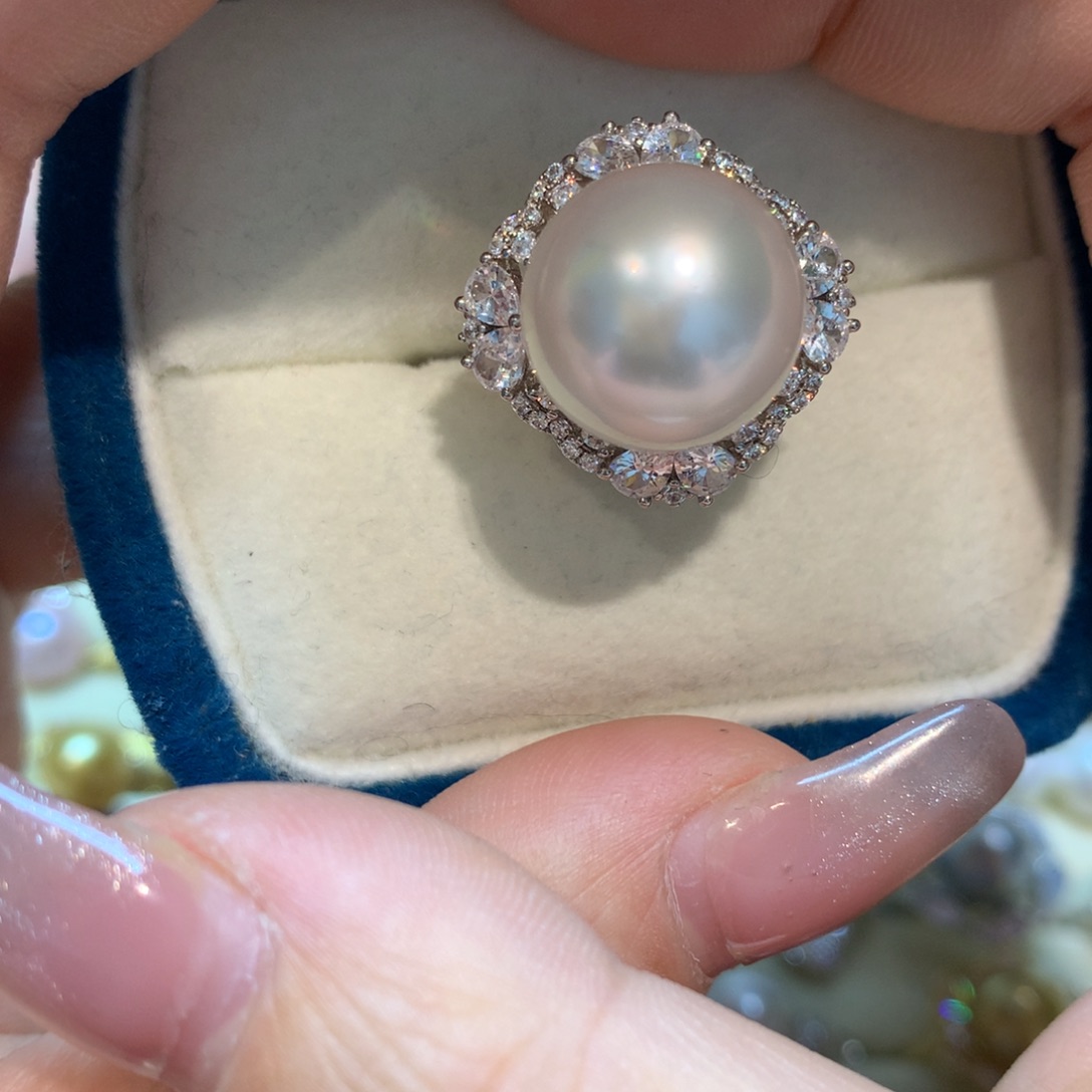 海水珍珠戒指银S925镶嵌