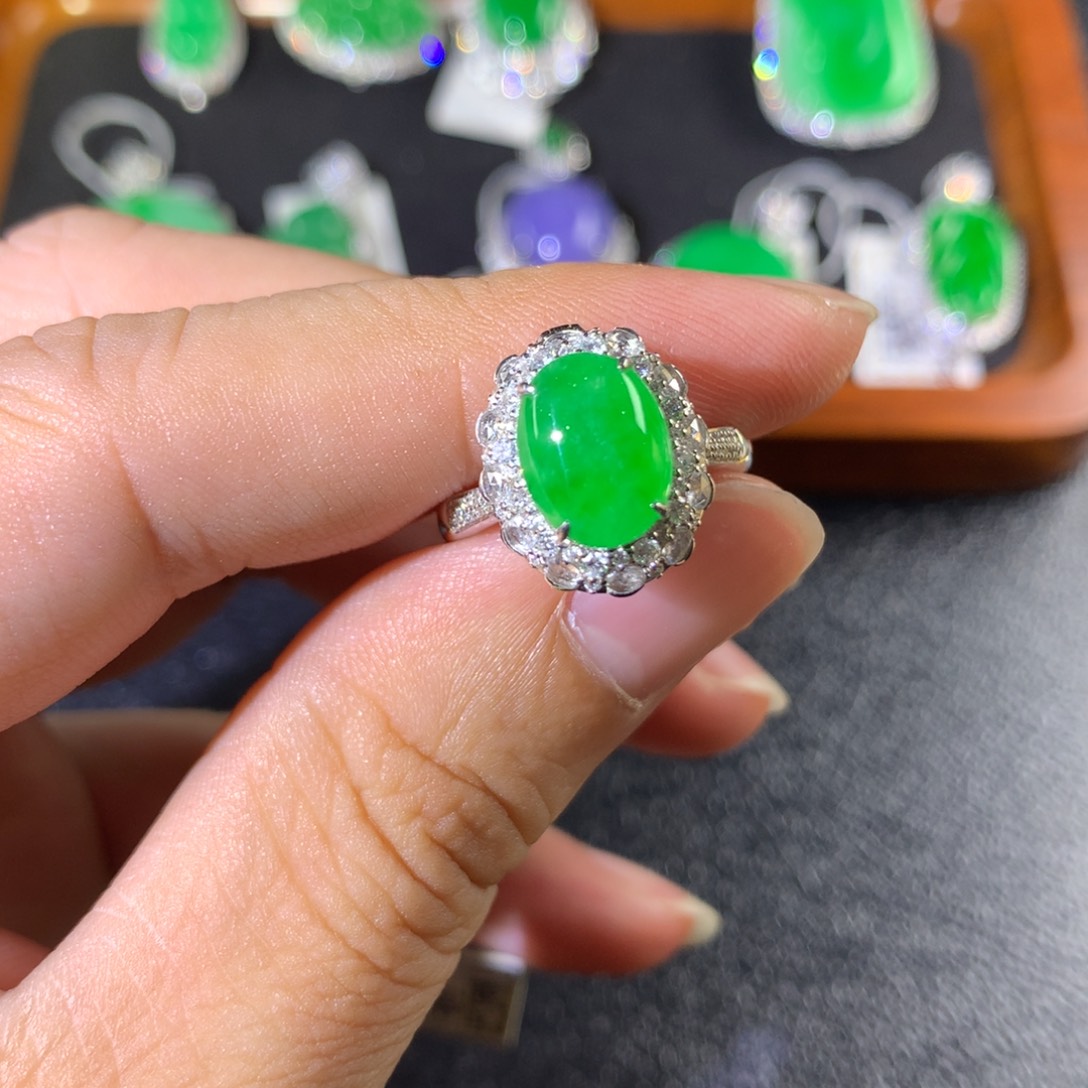 翡翠18K金镶嵌戒指两用款