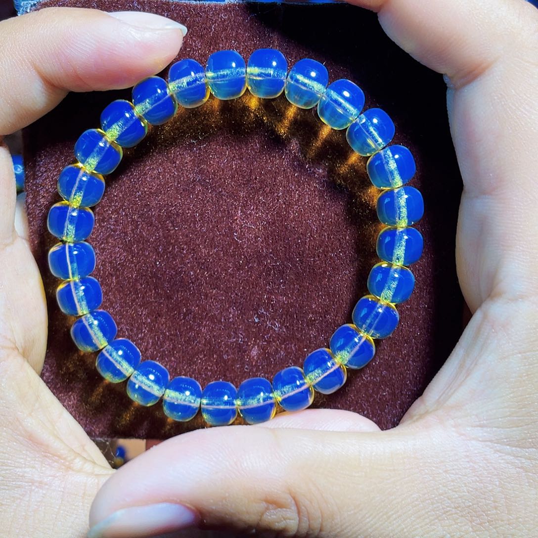 蓝珀裸石未镶嵌老型卡8手串