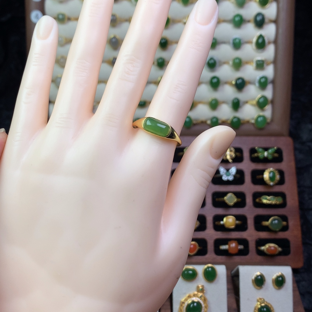 和田玉银S925镶嵌戒指