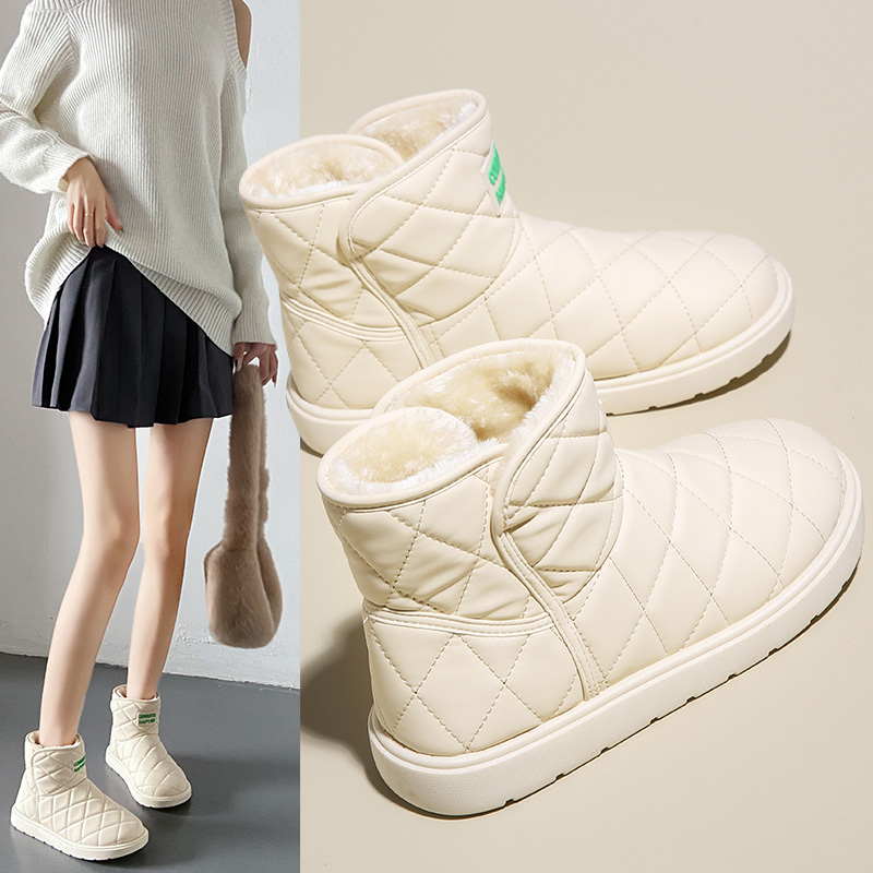 加绒加厚雪地靴女2025新款冬季防水防滑面包鞋抗寒保暖大棉鞋