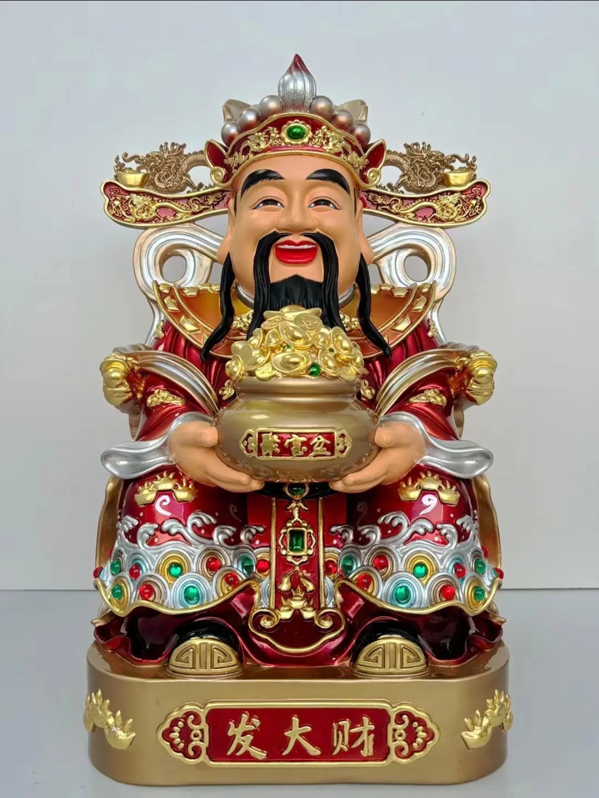 铜彩绘财神爷创意家居客厅办公室工艺品摆件神像武财神家用