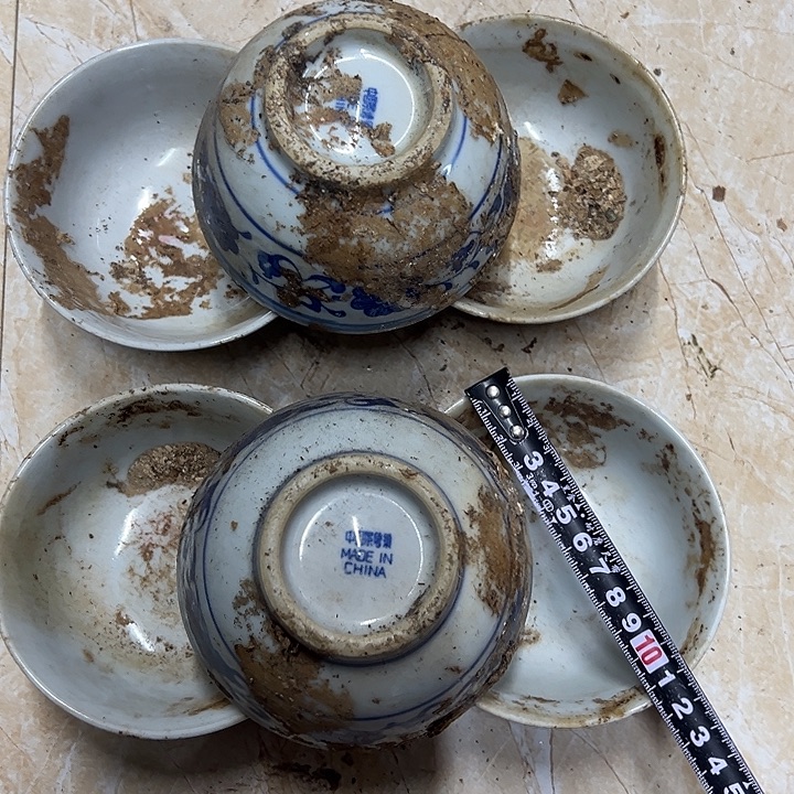 摆件陶6个11.5厘米芙蓉花碗