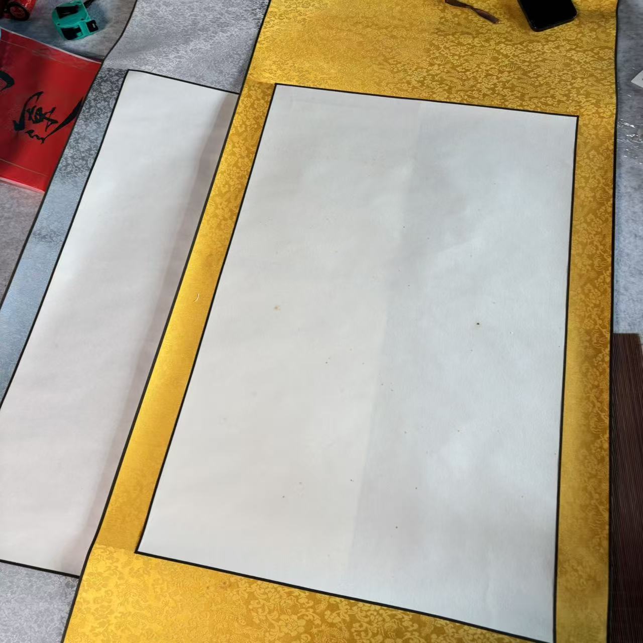 【微瑕】四尺三开中堂宣纸挂轴绫布画心颜色不挑