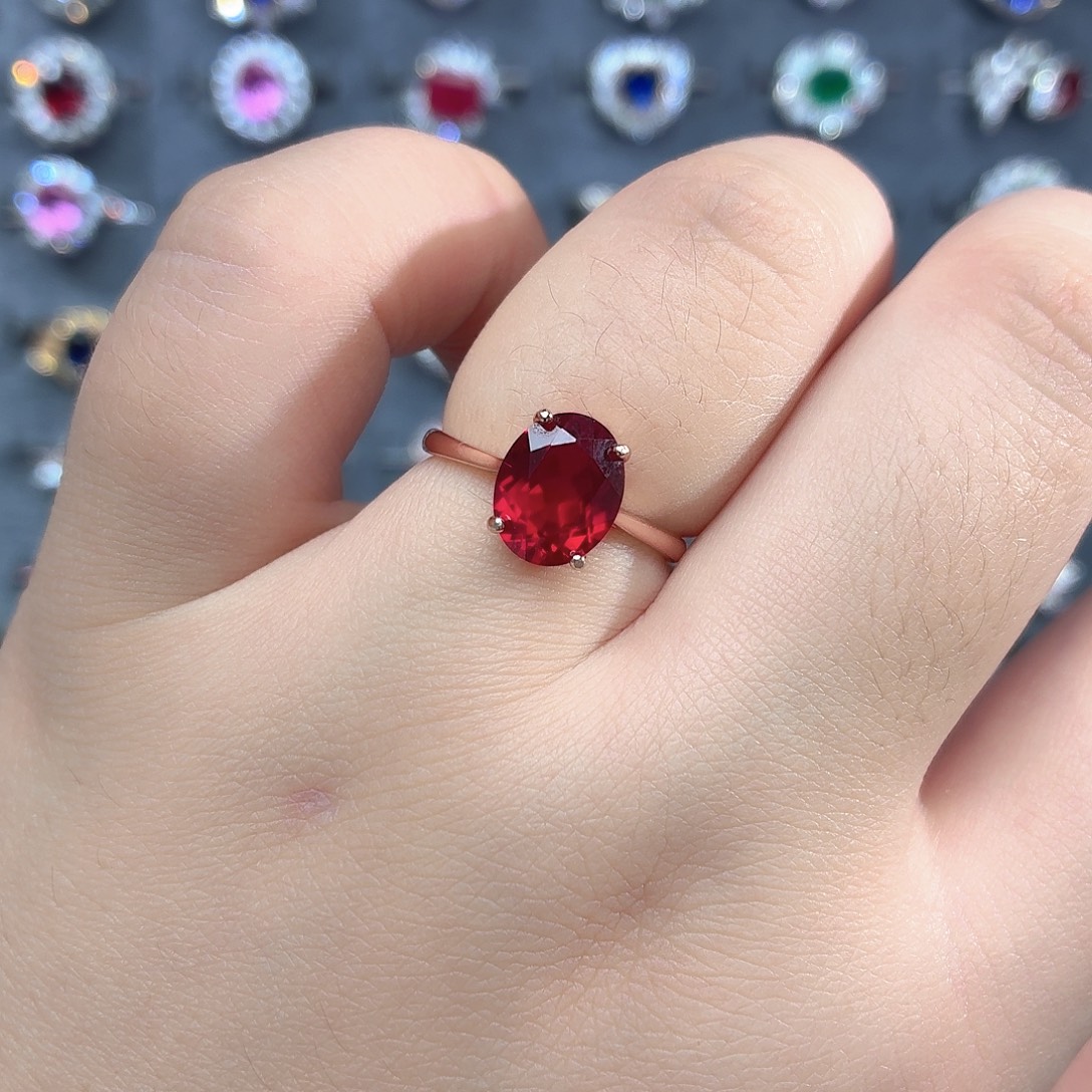 925银培育鸽血红色宝石