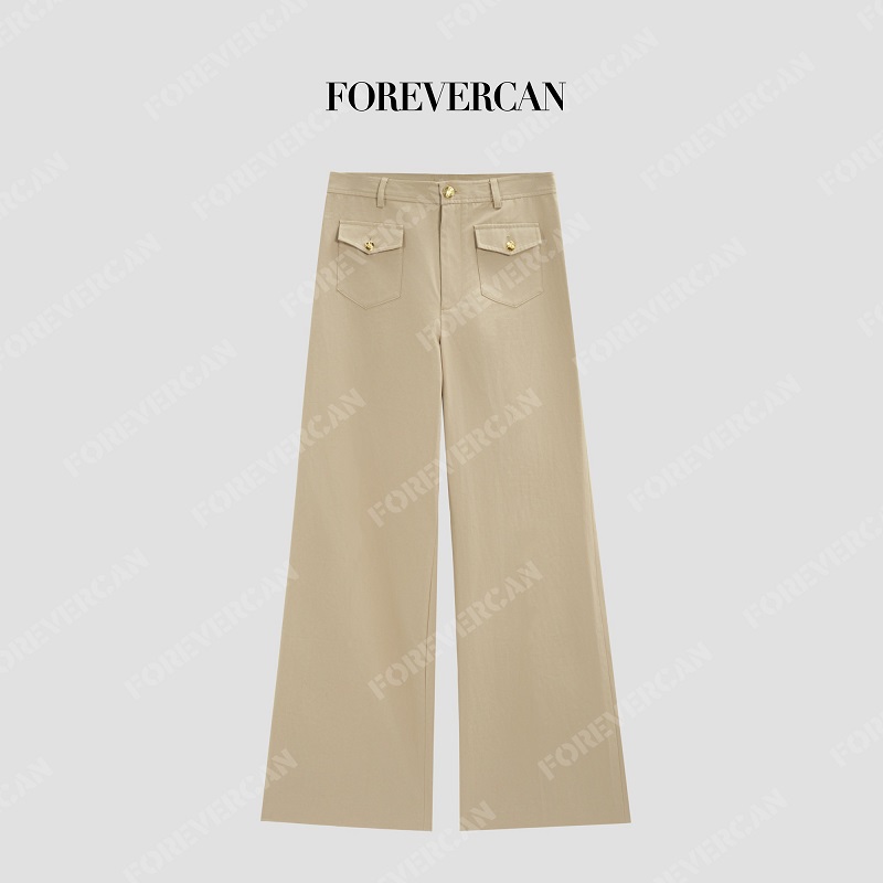 FOREVERCAN“沙丘缀趣”修身百搭双贴袋宽松阔腿裤长裤WP57315