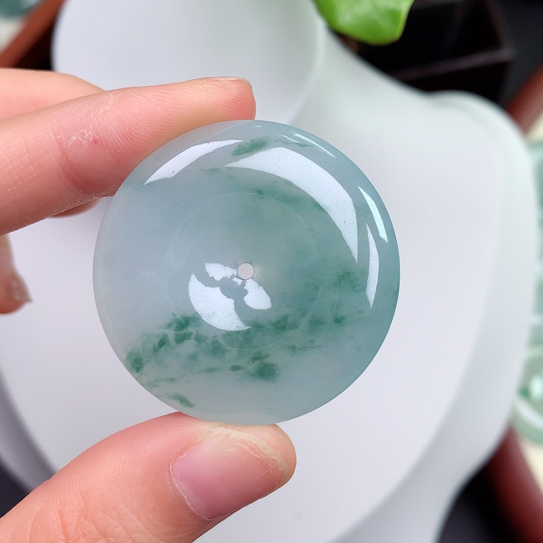 翡翠未镶嵌颈饰平安扣 35.6-5.7mm