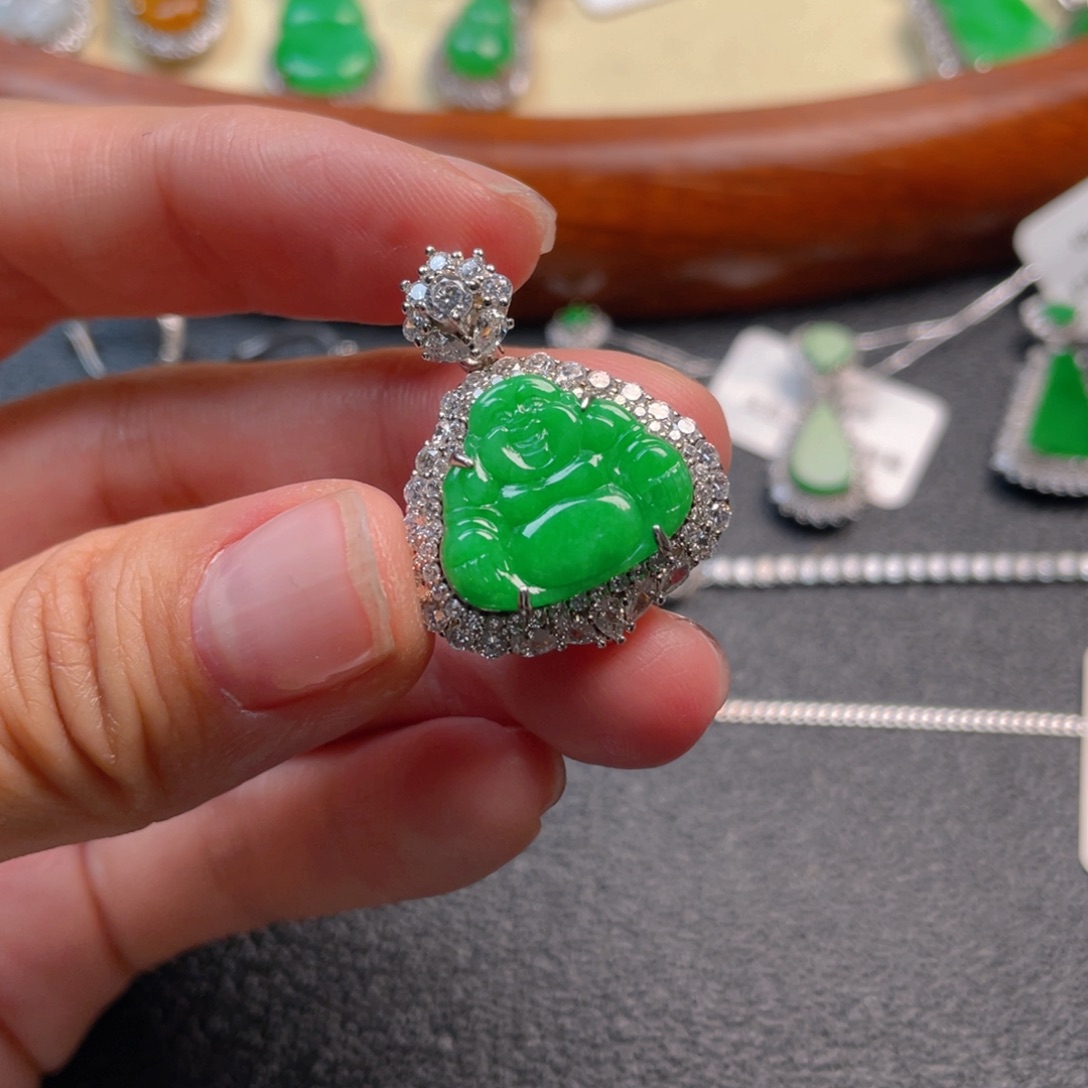 翡翠吊坠(不含链)银S925镶嵌