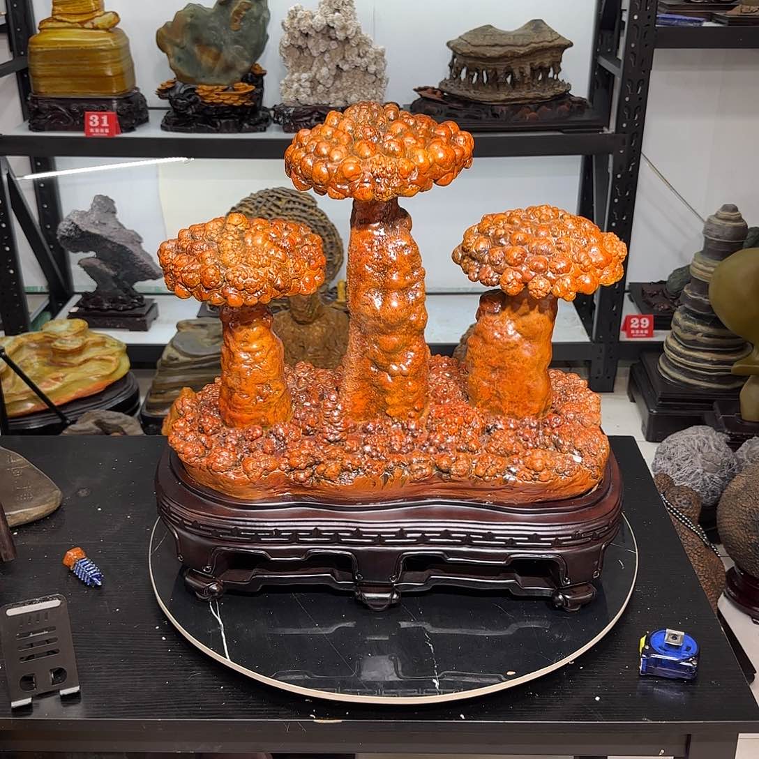 石胆奇石绿植摆件