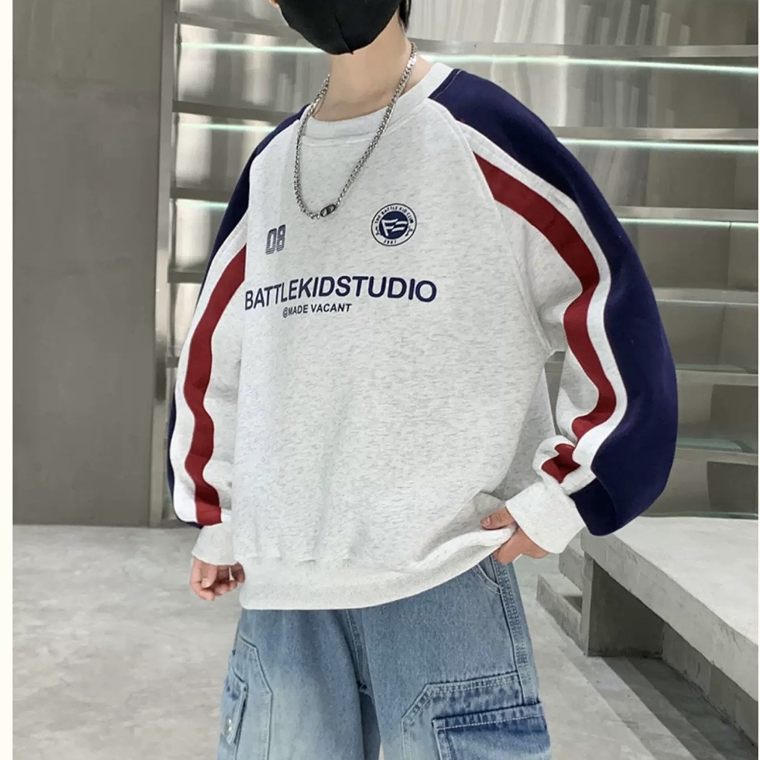 儿童2025春秋新品880189侧织带款男女童韩版拼色中大童百搭卫衣