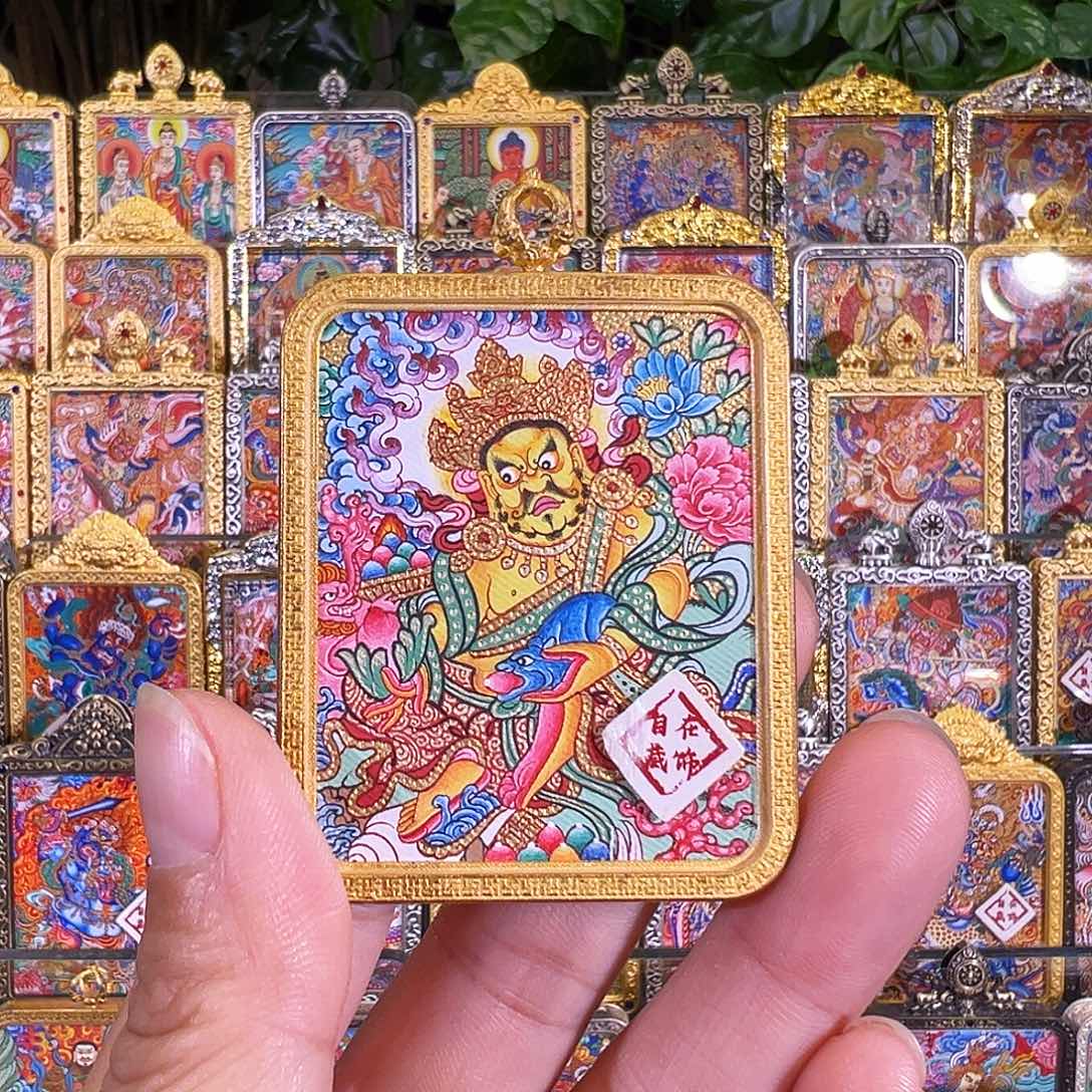 吊坠热贡纯手绘唐卡黄c