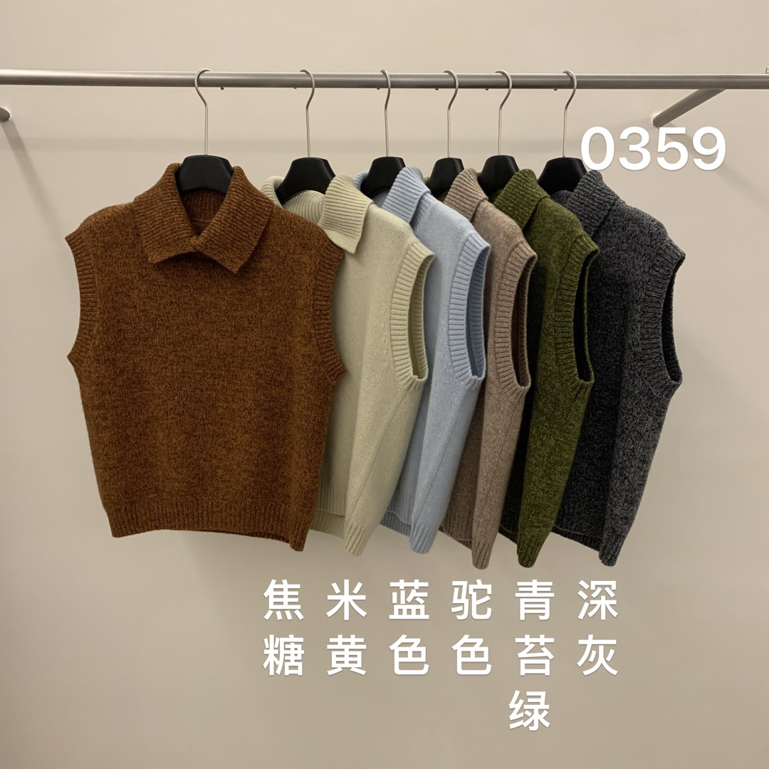 秋冬季新款韩系复古无袖翻领叠搭针织马甲背心设计感上衣
