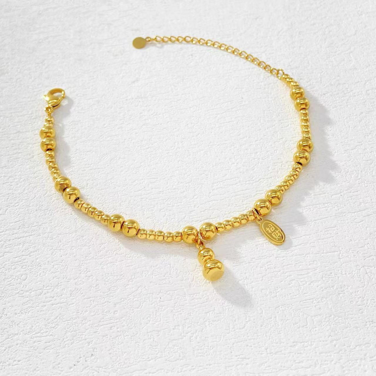 钛钢手链 木木（RZ6508）预售 20厘米 葫芦福禄串珠手链