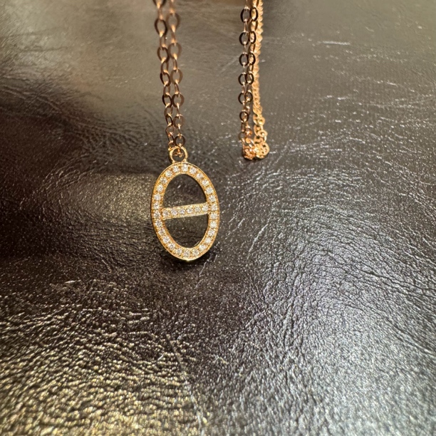 通体18k金天然南非钻石猪鼻子项链女气质百搭时尚叠戴款