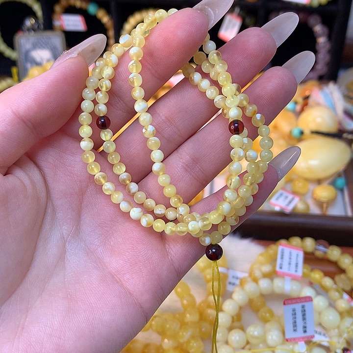 琥珀手链未镶嵌爱****)蜜蜡手串素圈