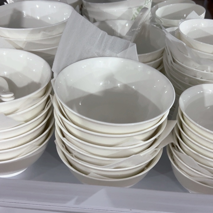 瓷银白牡丹高脚面碗6个