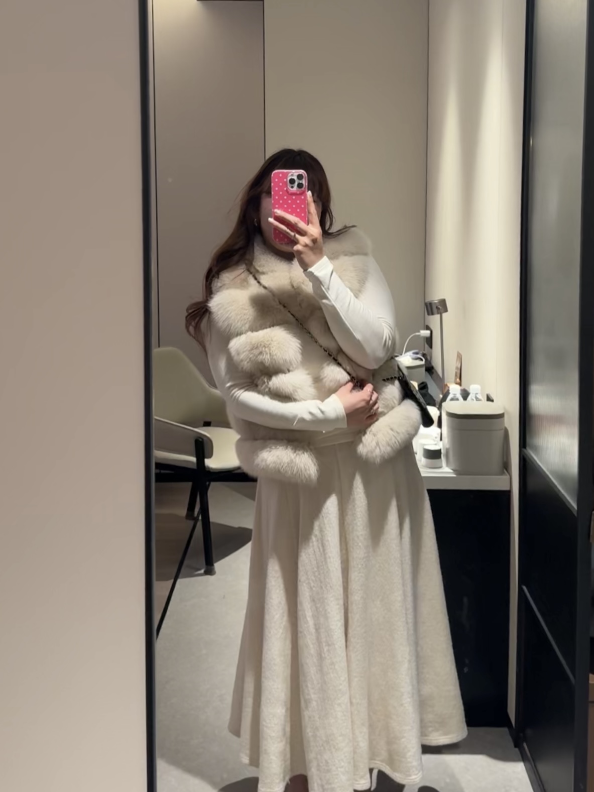 佳人欧尼【初雪白月光】整张狐狸毛横排皮草马甲