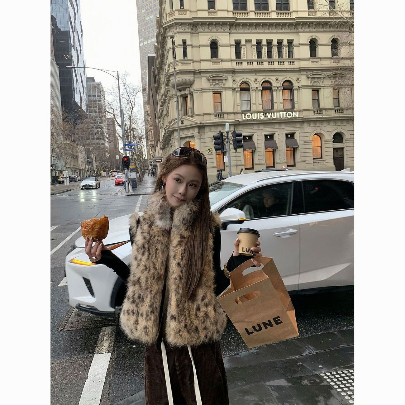 2025秋冬马甲外套时髦俏皮皮草渐变雪奶豹毛毛环保豹纹皮草马甲