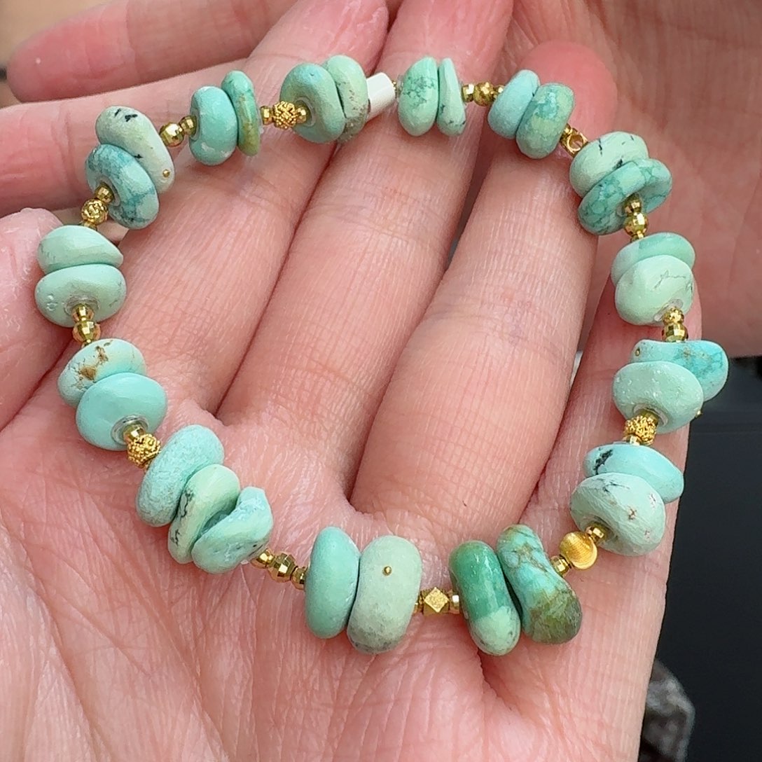 绿松石珠宝奇石18K金镶嵌