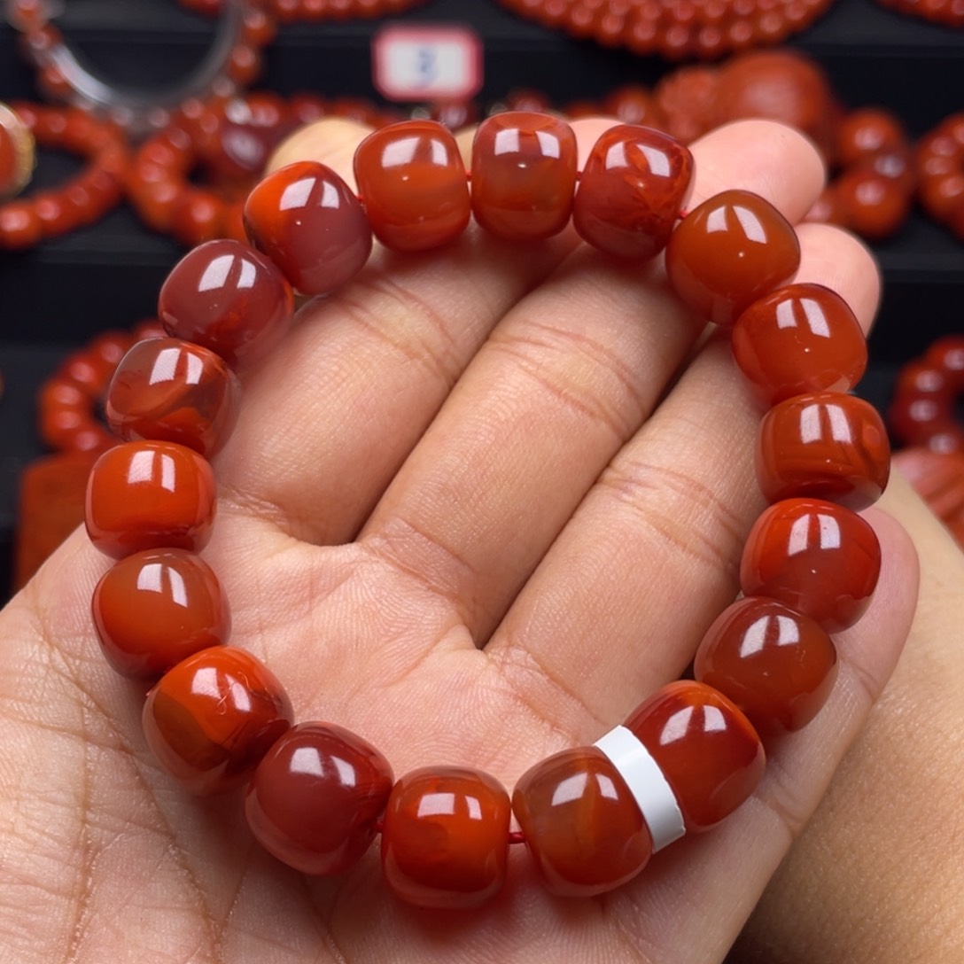 南红玛瑙珠宝奇石未镶嵌单圈12mm