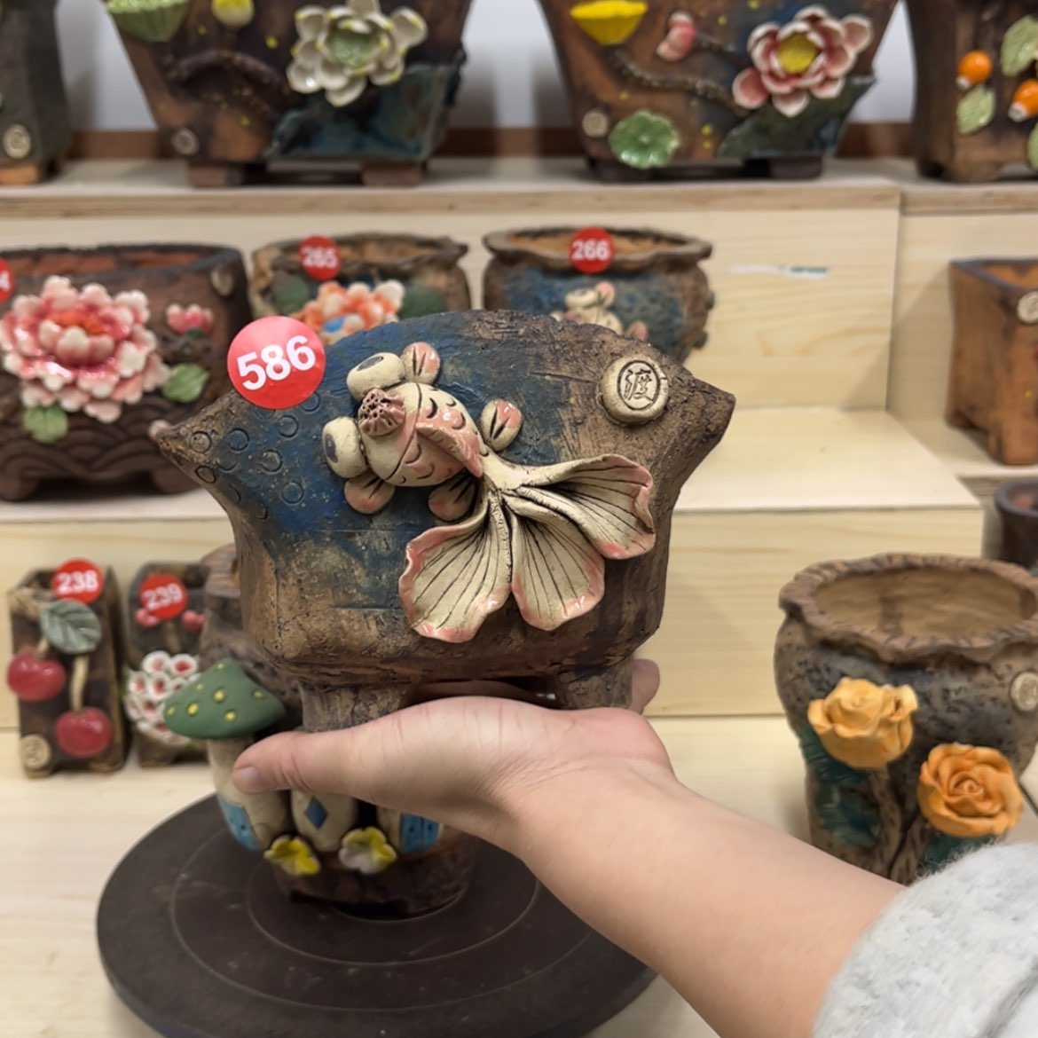 【闪购商品】紫砂花盆586号内口15×9脚高12