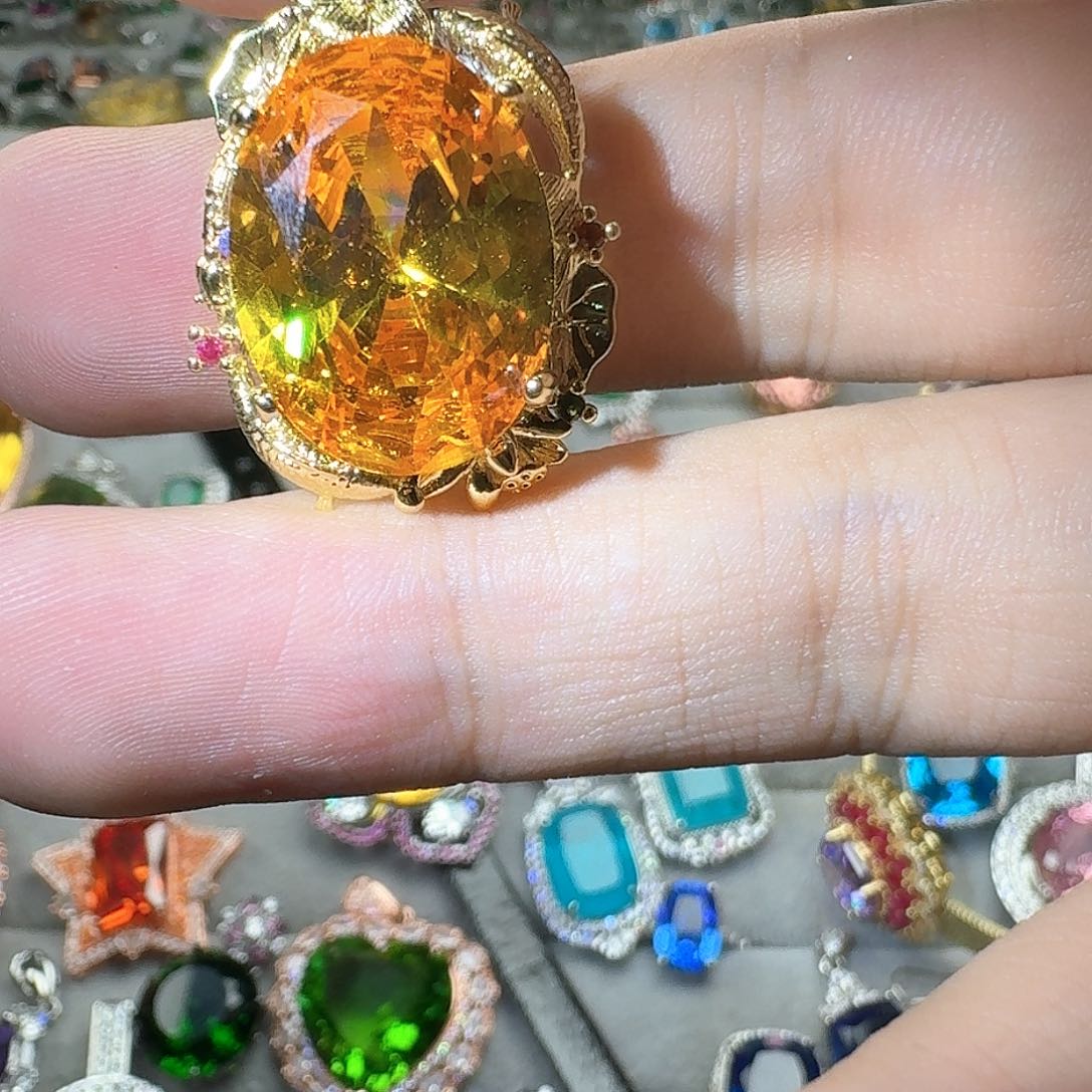 托帕石耳饰银S925镶嵌