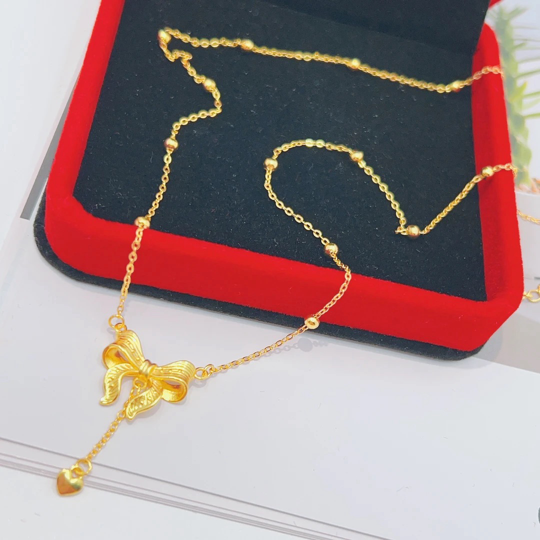 坠链均足银 足银在逃公主蝴蝶结套链T377