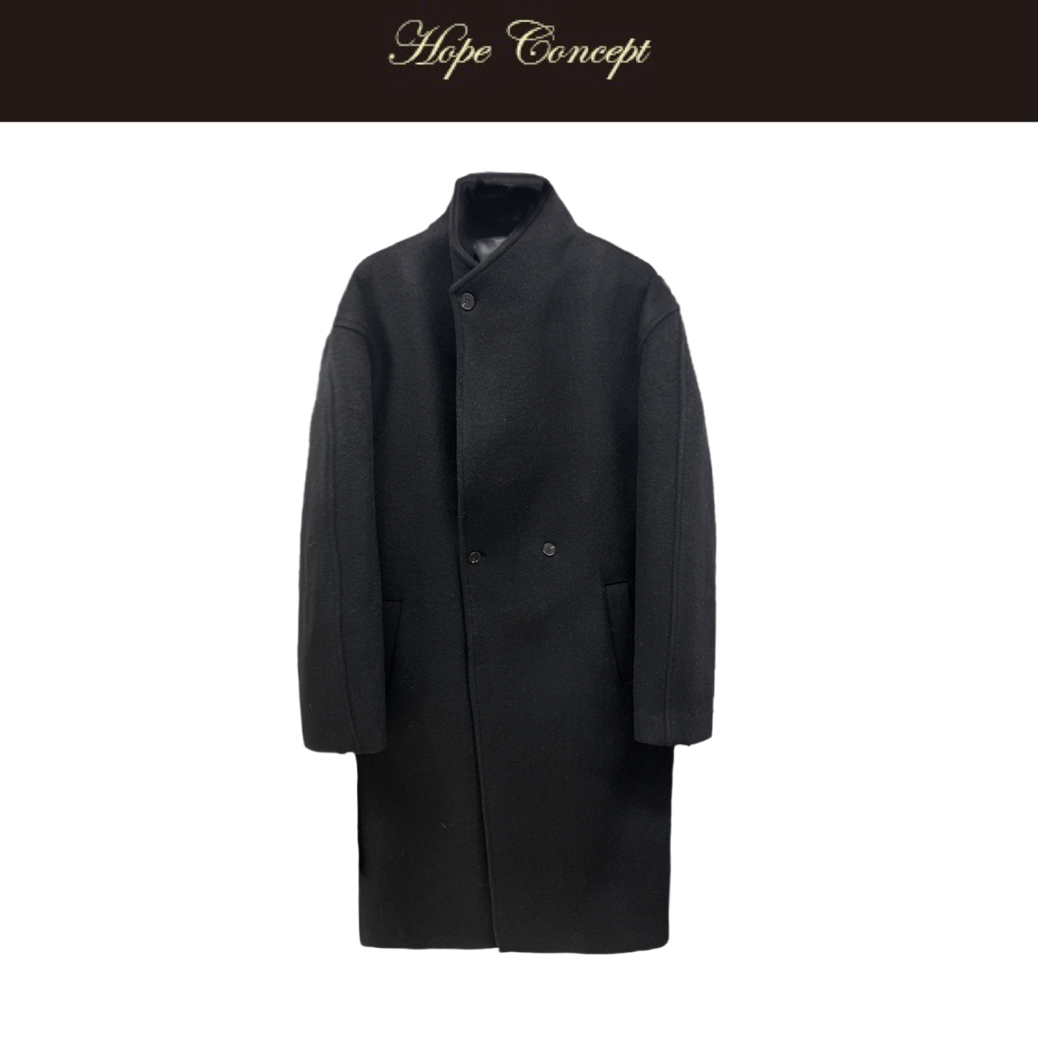 AW05564#HOPECONCEPT*冬日情书*羊驼羊毛尼兔绒立领襟廓形长大衣