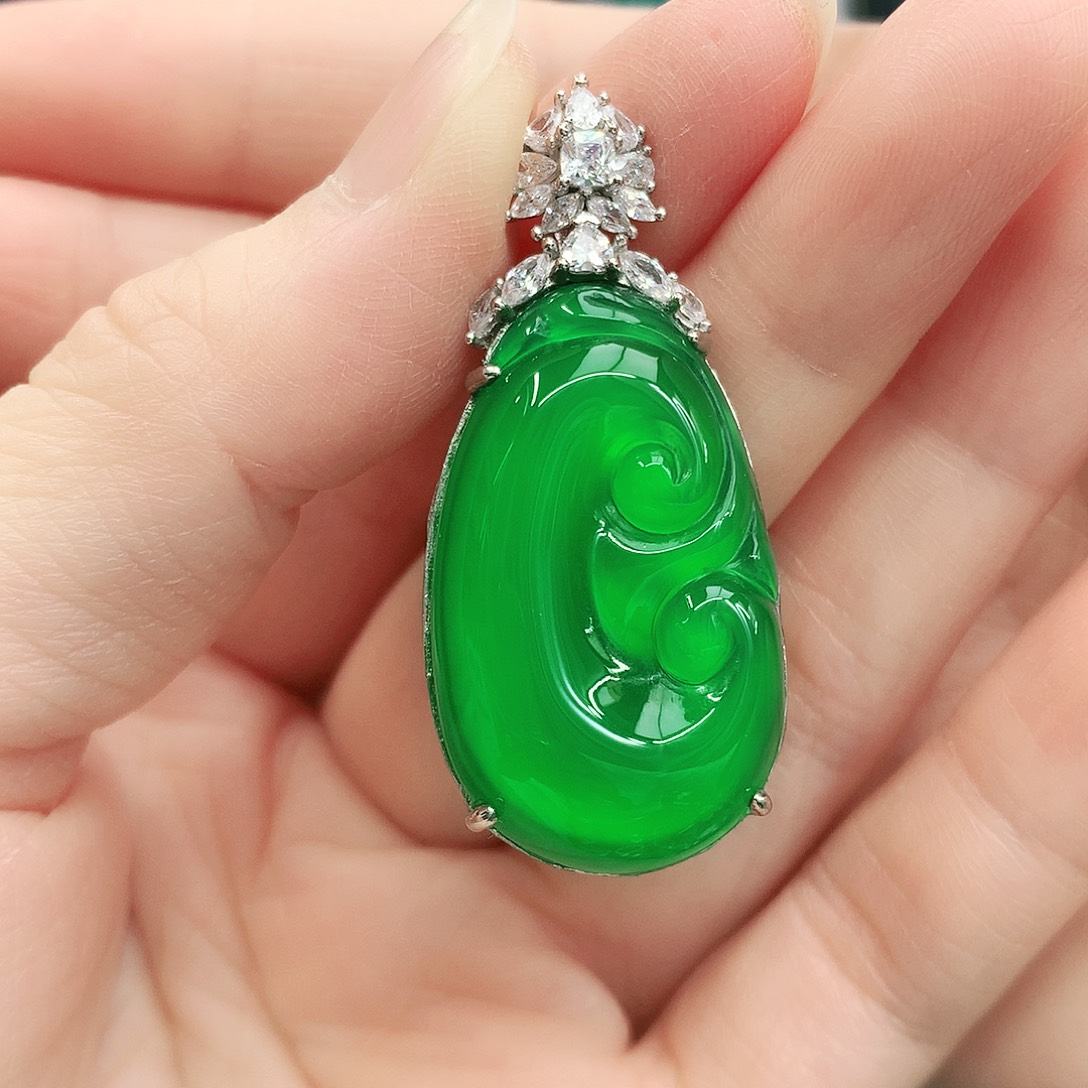 银S925镶嵌吊坠玛瑙/玉髓