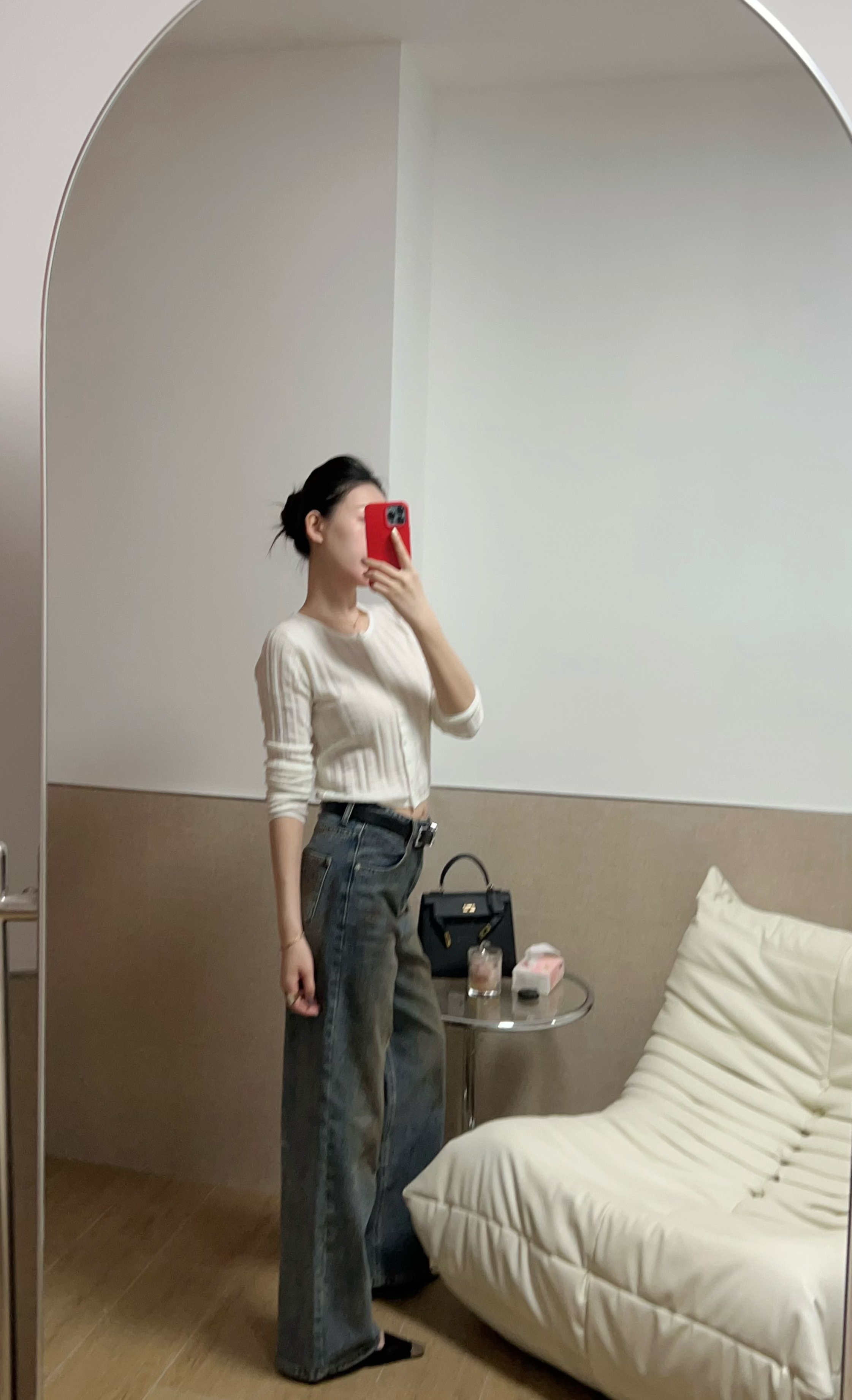 复古时尚阔腿牛仔裤