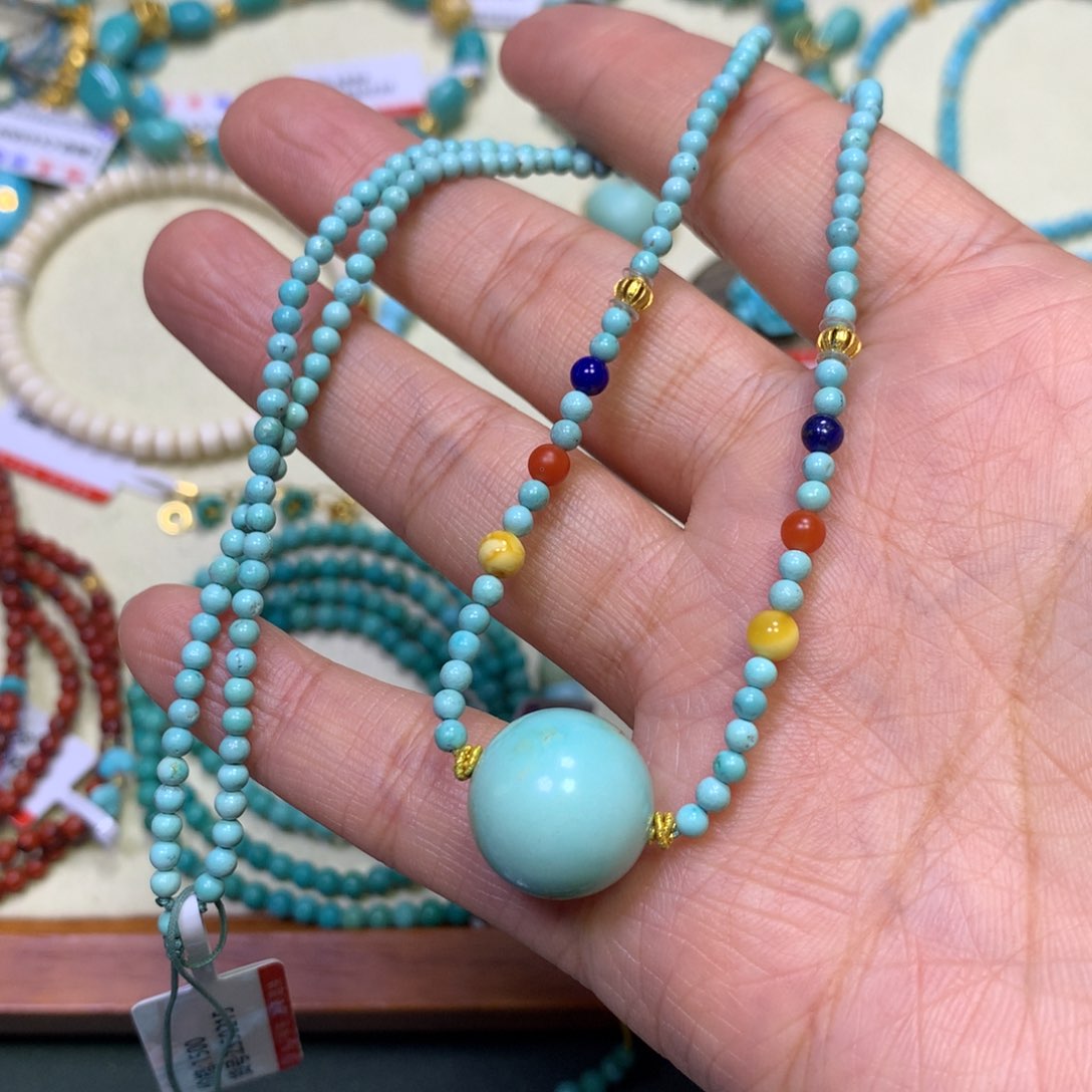 绿松石项链18K金镶嵌