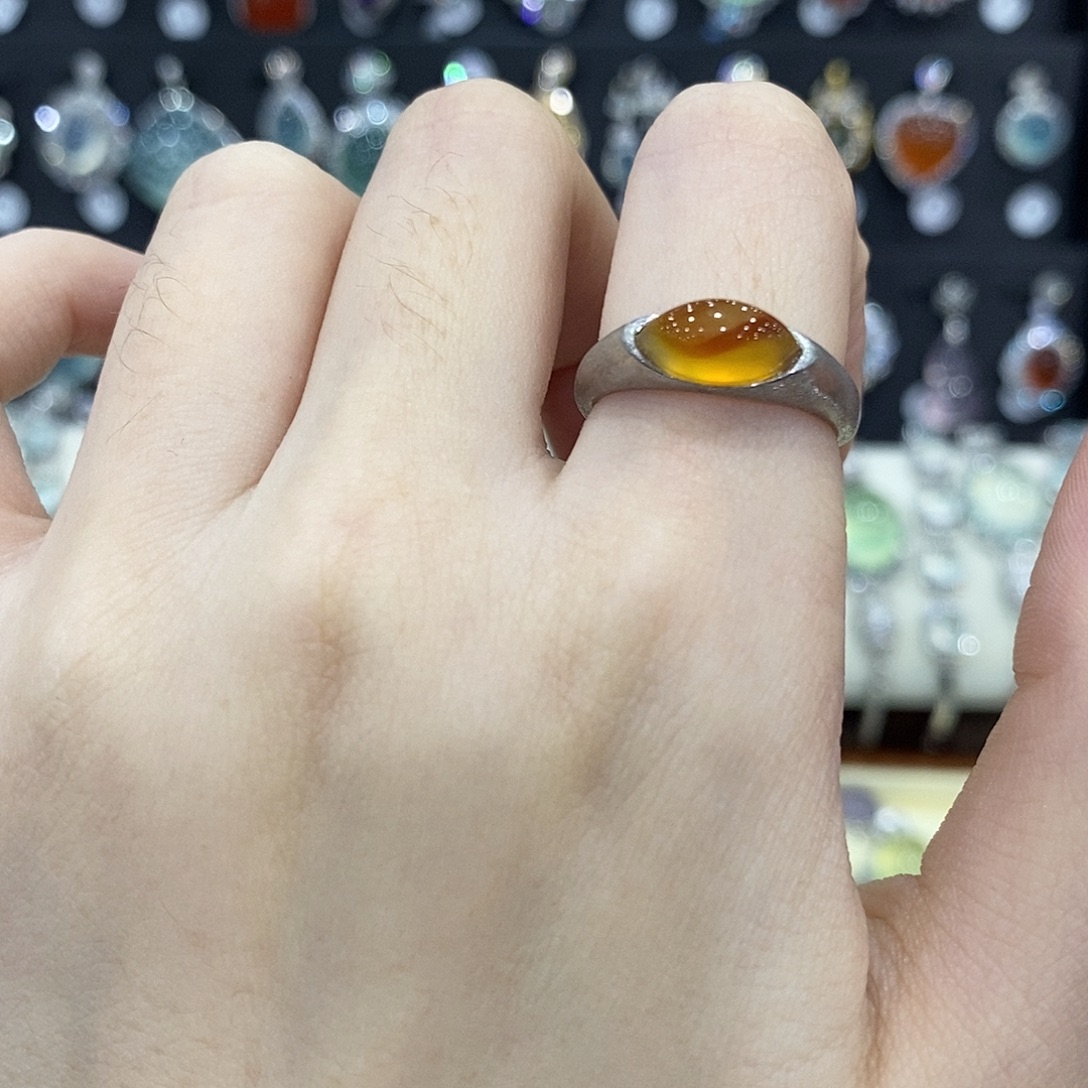 蛇纹石玉银S925镶嵌戒指