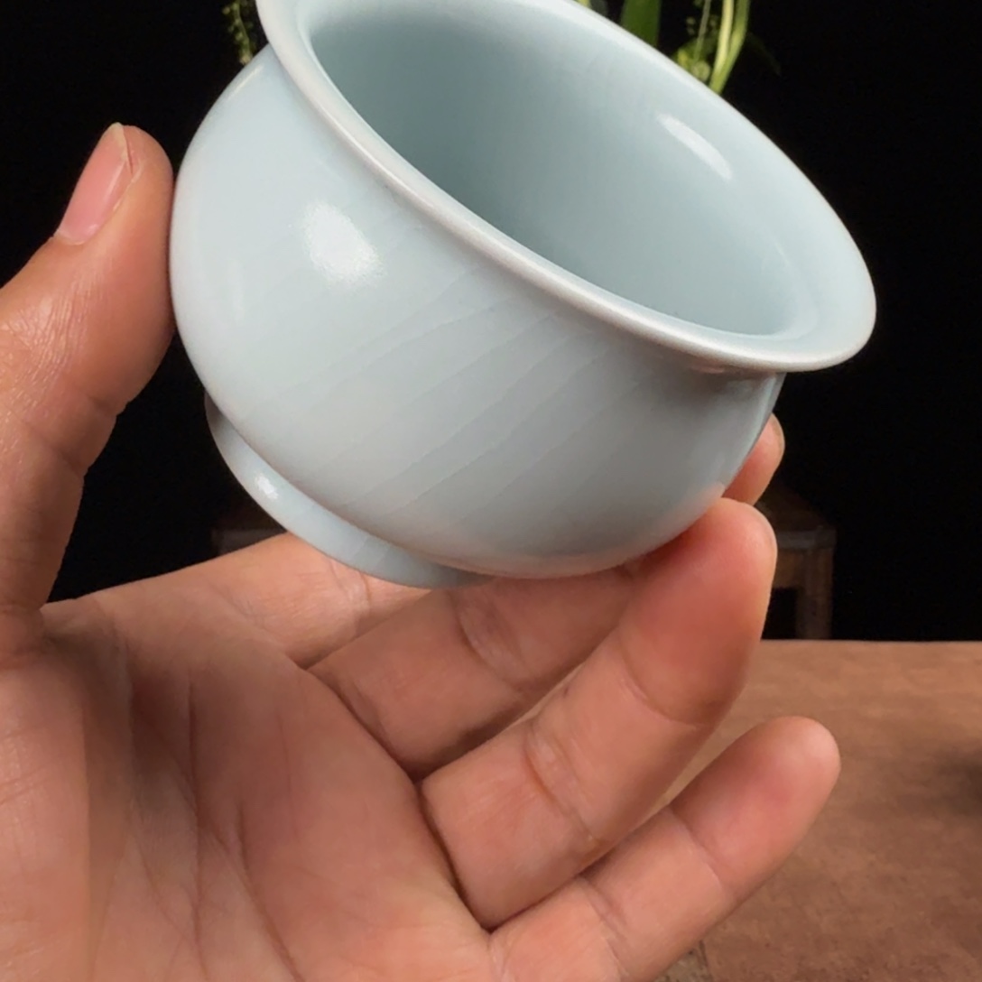 瓷杯子汝瓷月白美人杯