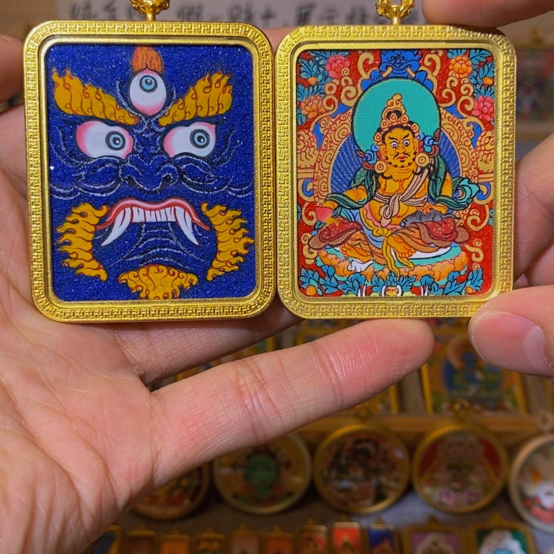 吊坠J**y黄财神➕黑财神纯手绘唐卡