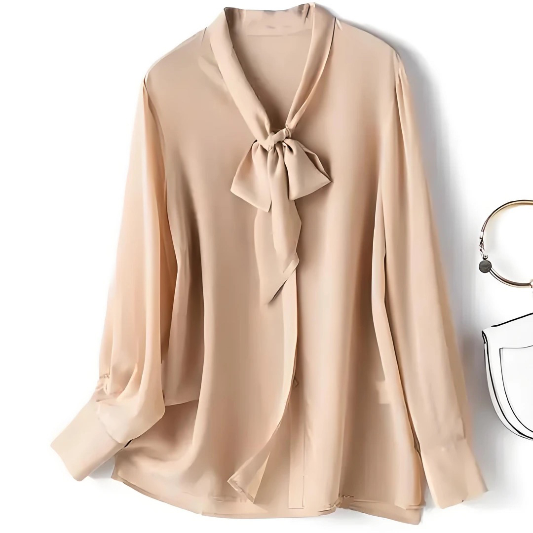 真丝飘带长袖衬衫温柔小众设计感高级气质通勤职业春秋女装上衣