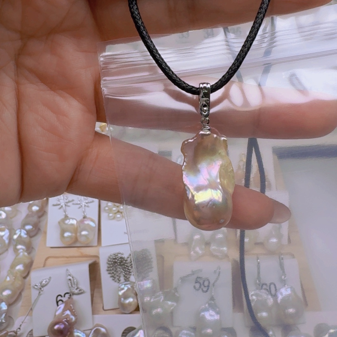 耳饰银S925镶嵌淡水珍珠