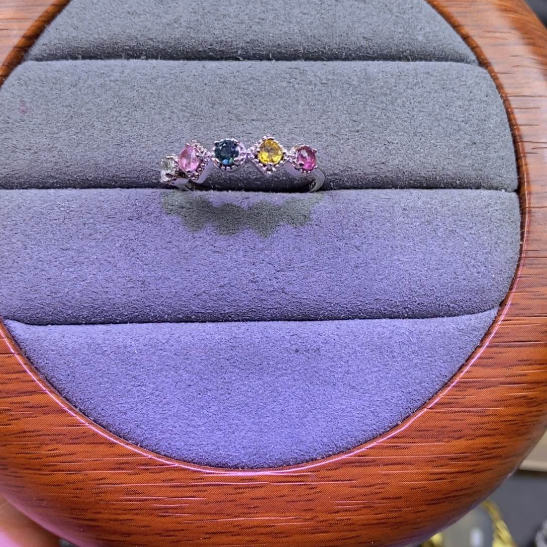 碧玺戒指银S925镶嵌戒指