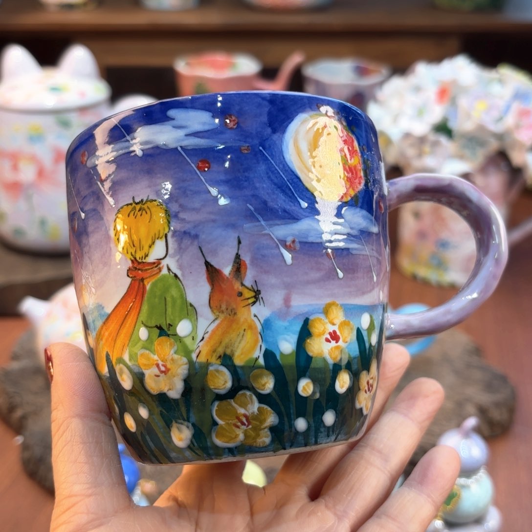 瓷片景德镇手绘高温釉下彩陶瓷茶具