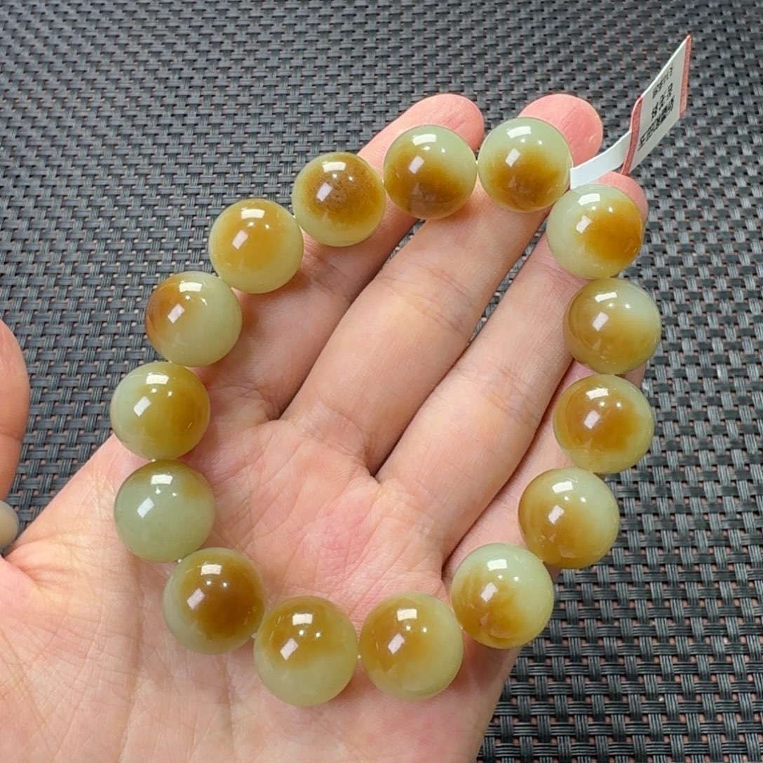 和田玉未镶嵌手链若羌卡14手串