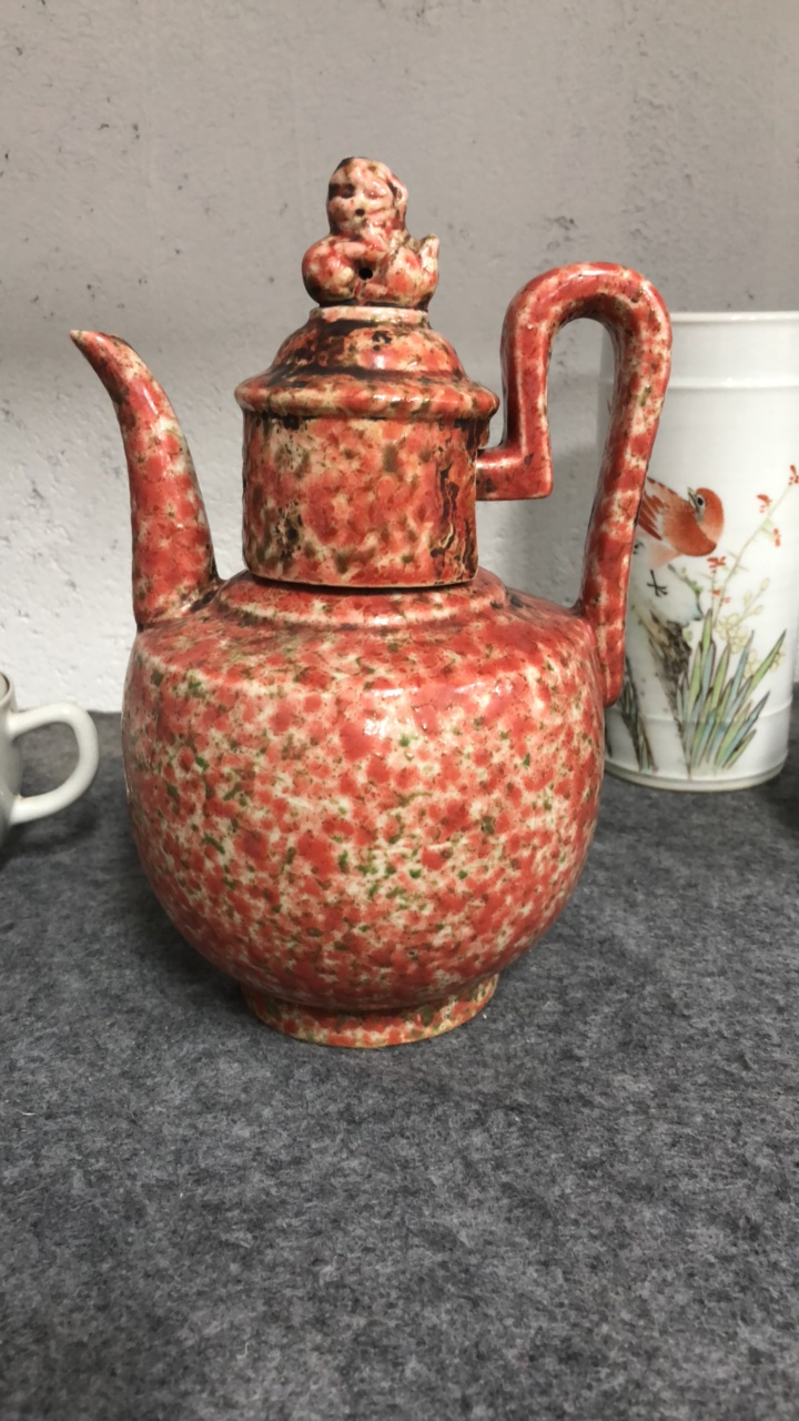 酒壶一个全品相无磕碰手工陶瓷手绘白瓷描金