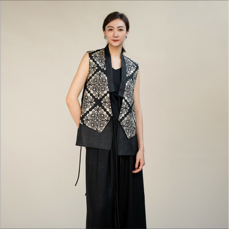 【栖香锦】泗泾绞罗 海草纹  香云纱 刺绣 国风 秀款 马甲