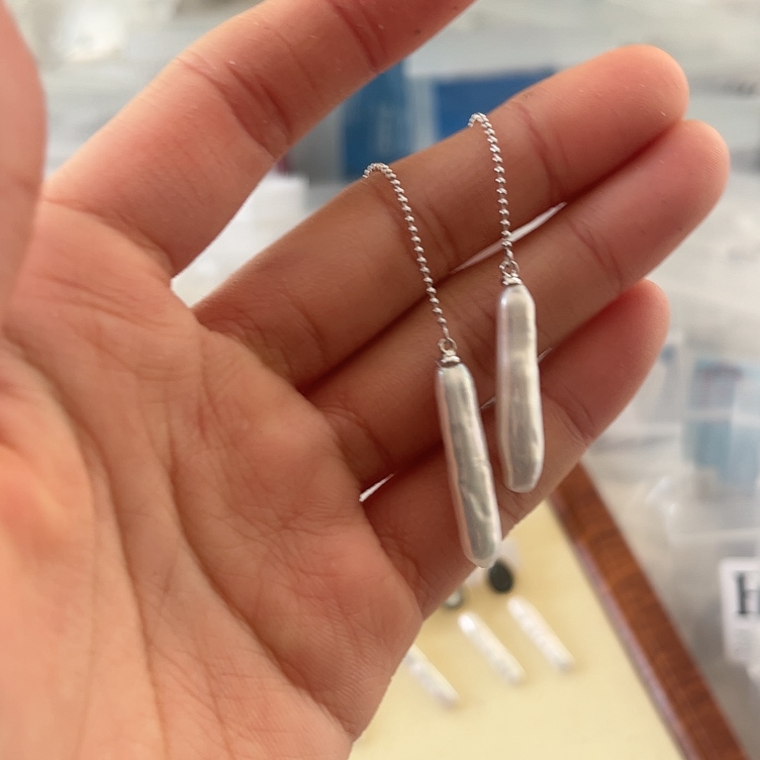 淡水珍珠耳饰银S925镶嵌