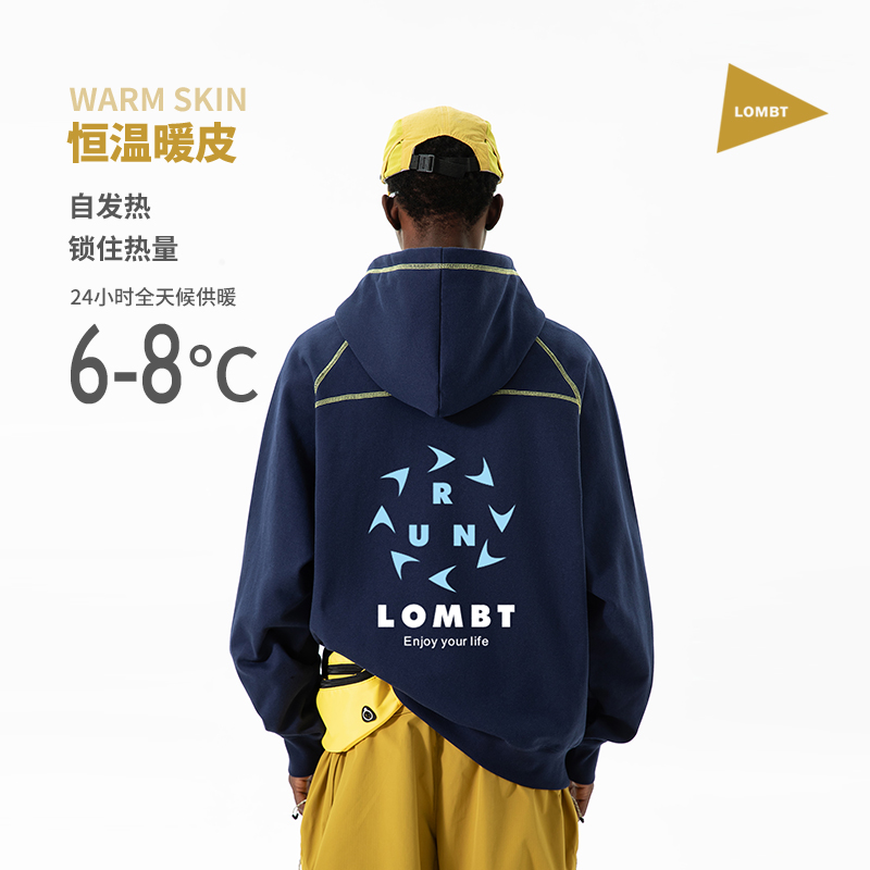 LOMBT运动印花套头款连帽情侣卫衣秋季男士连帽款长袖春秋