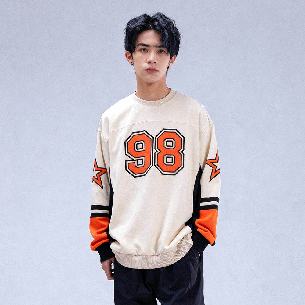 男童春秋拼色撞色圆领卫衣