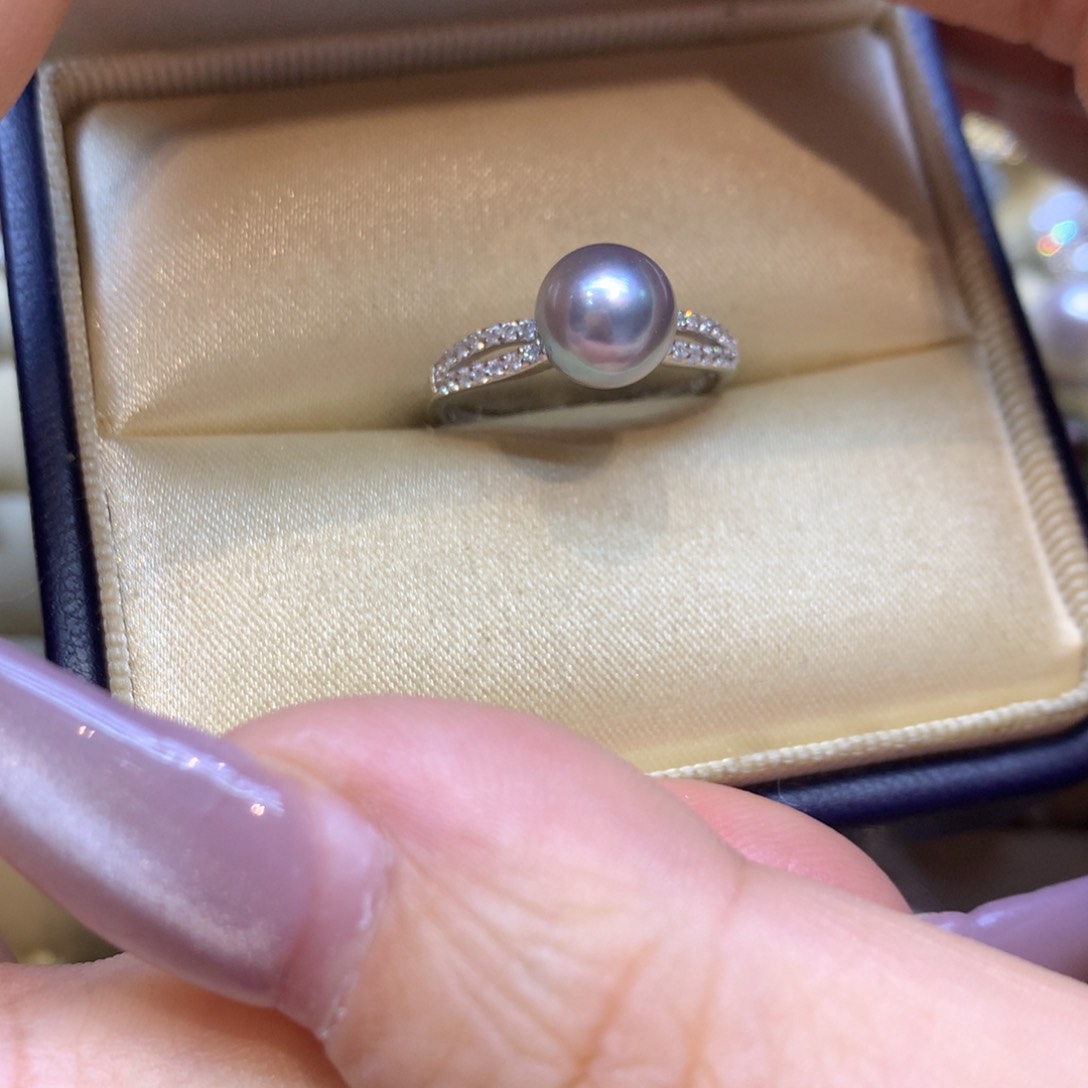 银S925镶嵌戒指海水珍珠