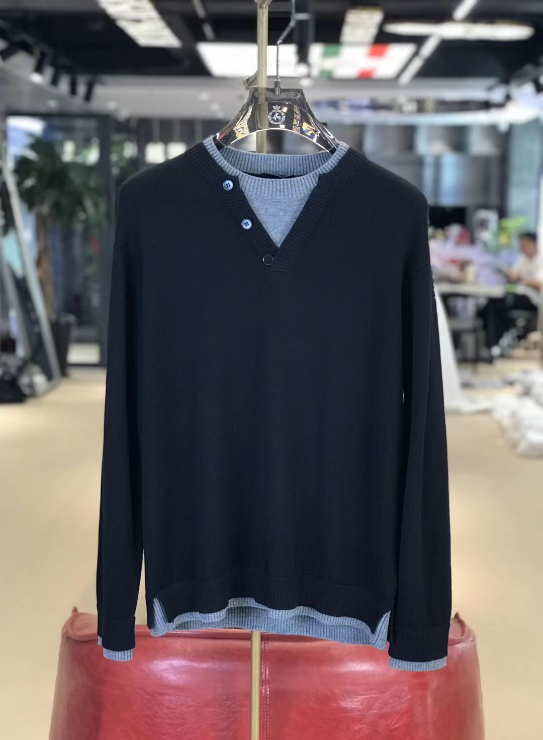秋冬（沙恩名品）轻奢风羊毛针织休闲时尚男士圆领长袖针织衫毛衣