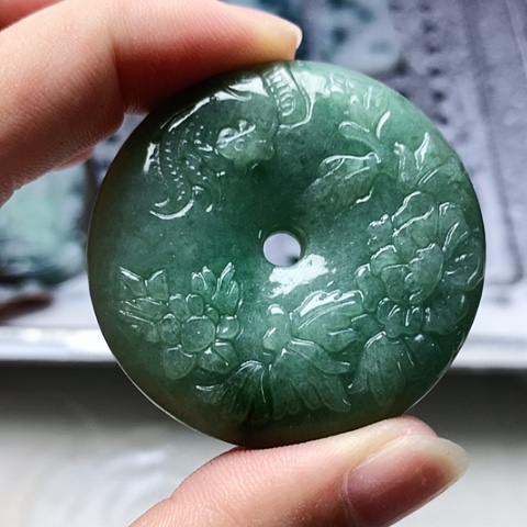 颈饰未镶嵌翡翠缅甸翡翠凤凰平安扣